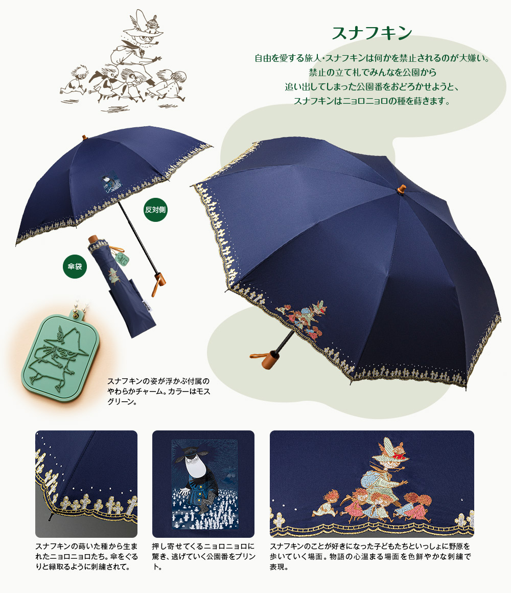 ムーミン公式オンラインショップPEIKKO ペイッコ　ファッション レイングッズ 折り畳み傘 やすらぎの木陰晴雨兼用折りたたみ傘（リトルミイ）5115610A＜取り寄せ品＞